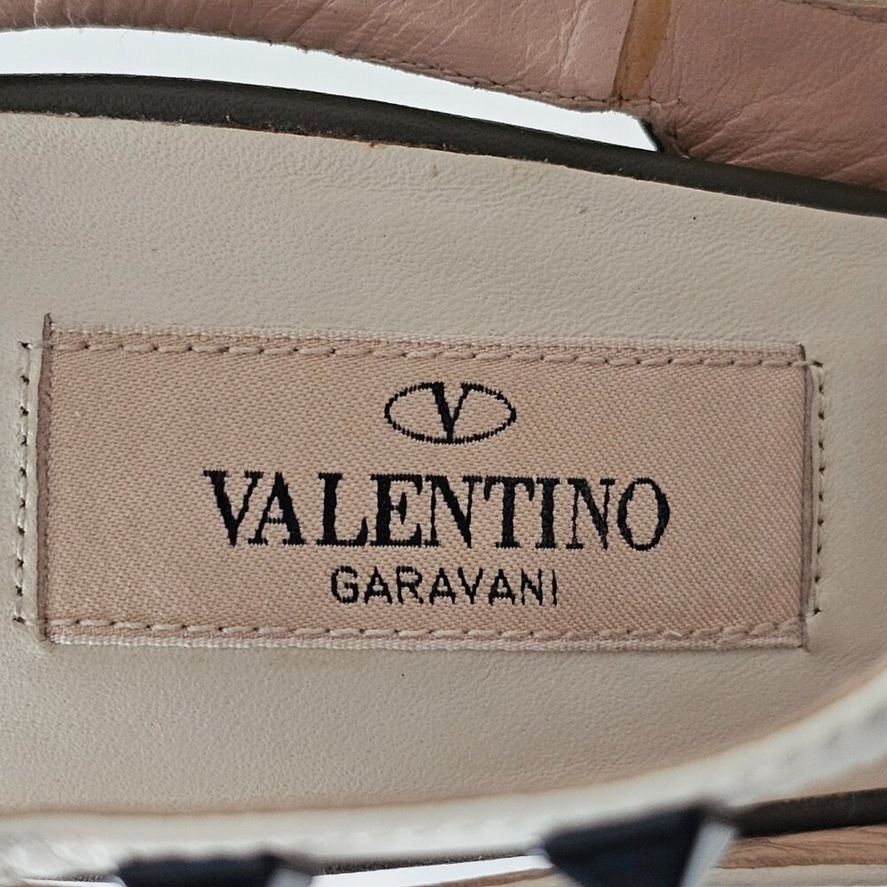 AUTH VALENTINO GARAVANI Rockstud Taupe Green Ankle Strap Shoe Heels 36/6, 100mm - Picture 13 of 15